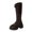 Brown, variant on Nmnitkp Boots for Women Fashionable Casual Winter Boots Solid Color Round Toe Front Zipper Thick Heel Low Heel Knee-High Boots Black,36