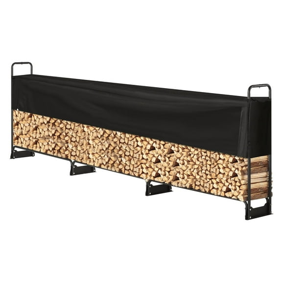 12.7FT Heavy Duty Firewood Rack with Waterproof Cover, 152x14.2x46.1in, Outdoor Log Storage Holder for Fireplace, Patio, Indoor/Outdoor Use, Fits 3/4 Cord of Wood
