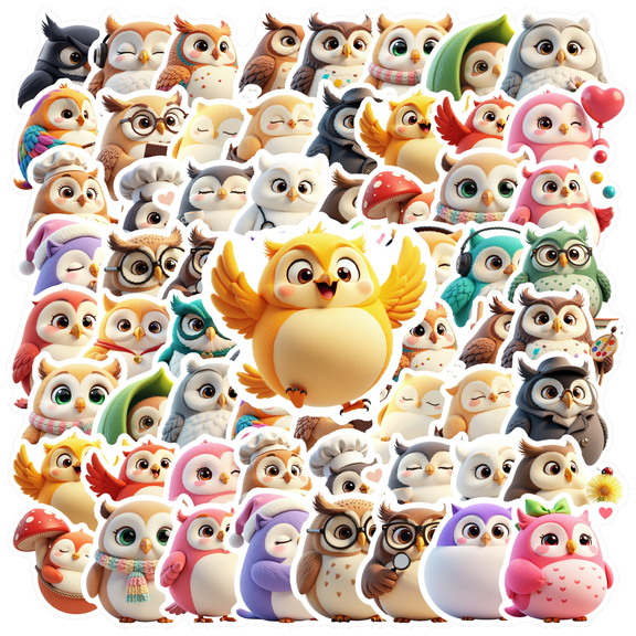 Adorable Owl Stickers Cute Stationery Stickers Animal Kids Stickers for Laptops Notebooks Suitcases