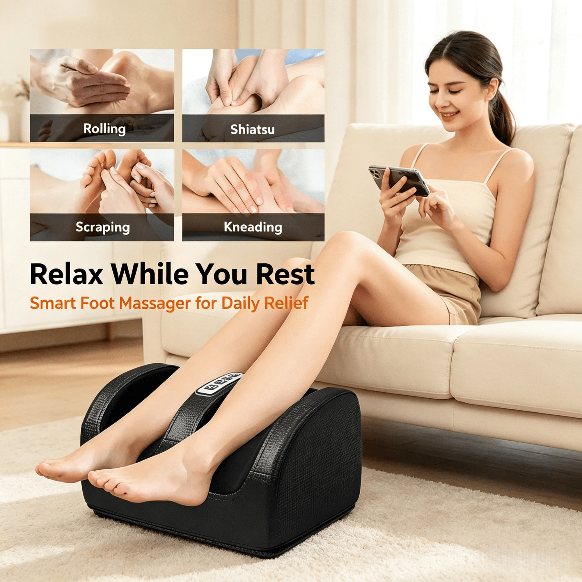 Multifunctional Foot Massager, Leg Arm Plantar, Gift for Men Women Birthdays Holidays Halloween Christmas, Heated Foot Massager, Relax Toes Legs Hands