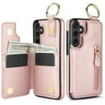 thumbnail image 6 of Cutyskin for Samsung Galaxy S21 FE Wallet Case【RFID Blocking】 with Card Holder Cash Pocket Zipper Bills Slot, Soft PU Leather Magnetic Back Folio Kickstand, Finger Ring Holder Hook Case, Rosegold, 6 of 9