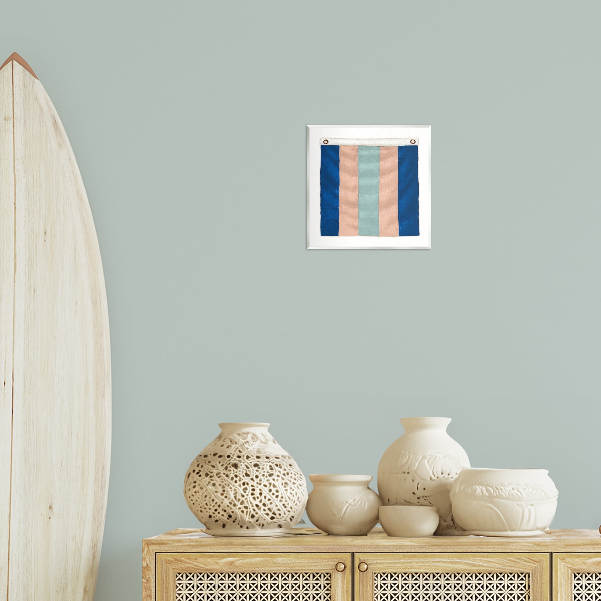Stupell Industries Striped Nautical Flag Nautical & Beach Painting Unframed Art Print Wall Art, 12 x 12