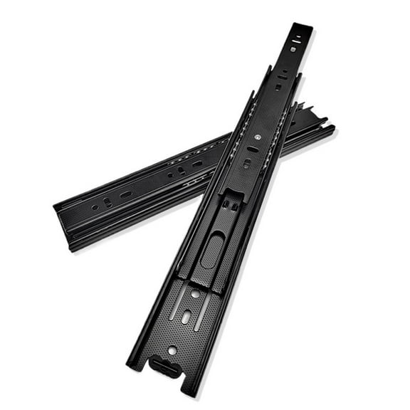 Full Extension Drawer Slides Side Mount 10-24 Inch Ball Bearing Metal Black Rails Track Guide Glides Drawer Runners Rail