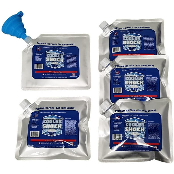 Cooler Shock Ice Packs Lunch Screw Cap 6.7x7.5" Set of 5