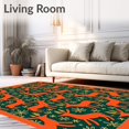 thumbnail image 2 of ODIKA 4'x6' Machine Washable Non-Slip Area Rug, Rustic Winter Woodland Stag and Holly Interlocking High Traffic Rug with Pad, Orange, 621800, 2 of 8