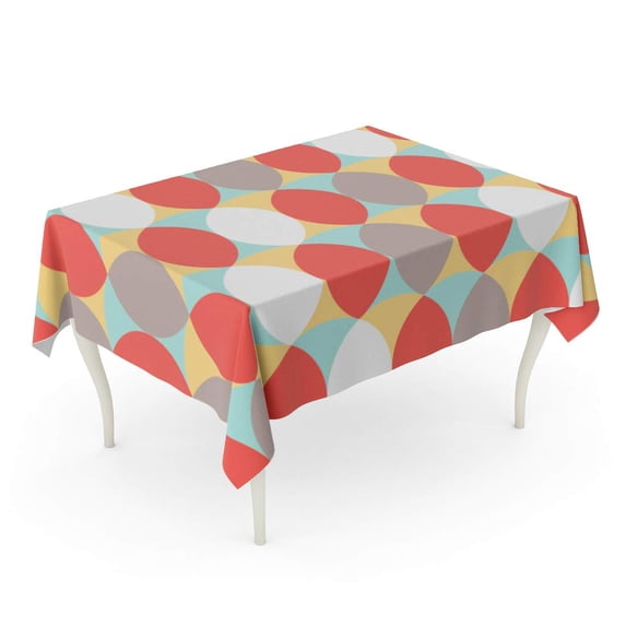 LADDKE Green Color Warm Pattern Vintage Geometry Orange Combination Simple Oval Retro Tablecloth Table Desk Cover Home Party Decor 52x70 inch