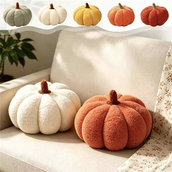WWC Halloween Throw Pillows, 8-Inch Pumpkin Cotton Plush Pillows, Colorful Halloween Decor Cushion for Fall Party Sofa and Bedroom