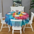 thumbnail image 2 of Colorful Rainbow Tie Dye Spiral Pattern Round Tablecloth 60"x60",Wrinkle Wipeable Table Cloth for Kitchen Dining Room Picnic Patio Party, 2 of 6