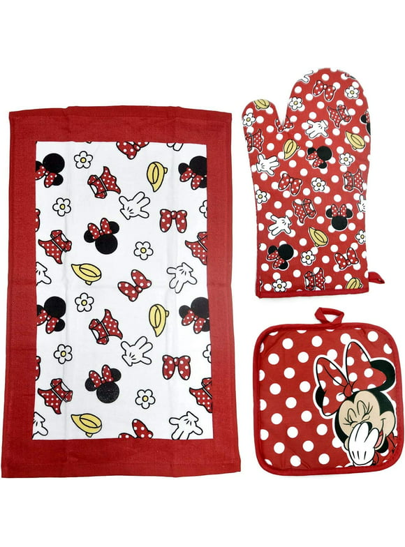 Disney ZM0645-M9996A Minnie Mouse Polka Dot 3pc Kitchen Set, Red