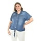 thumbnail image 1 of Blusa de mezclilla con nudo Roman Fashion /Tallas Extras, 5116 (Mezclilla dark) azul 42, 1 of 6