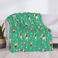 thumbnail image 3 of Honeii Bulldog Puppy Flower print throw blanket, crafted from cozy cotton flannel, offers versatile home decor as a bedding suitable for all seasons.-80"x60", 3 of 6