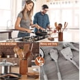 thumbnail image 3 of Juego de utensilios de cocina de madera de acacia natural de 9 piezas con soporte para cucharas - Soporte para cucharas y utensilios de cocina de agarre cómodo, 3 of 5