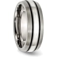 thumbnail image 5 of Chisel Titanium Antiqued and Brushed with Sterling Silver Inlay 8.2mm Grooved Band - Ring Size 14.0, 5 of 8