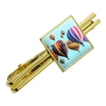 thumbnail image 1 of Hot Air Balloons Lined Up Square Tie Bar Clip Clasp Tack- Silver or Gold, 1 of 5