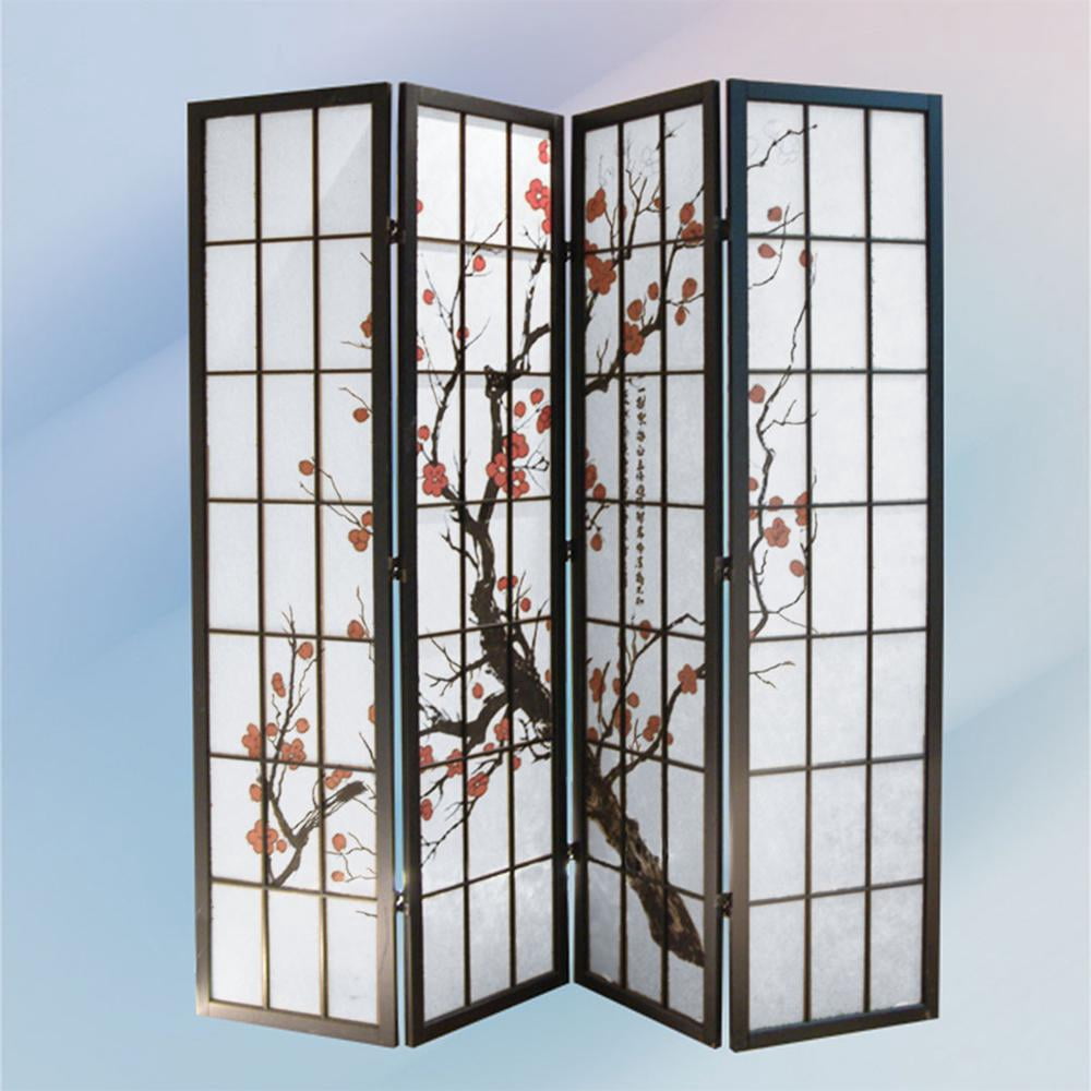 ORE International 4 Panel Room Divider, Plum Blossom