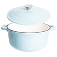 thumbnail image 2 of LouZub Cast Iron Enameled Dutch Oven Pot with Lid 6 qt, Sauce Pan, Pasta Server, Stove Top Pot, Dish for Sourdough Bread, Slow Cooking Chicken, Soup & More, Kitchen Cookware - Light Blue, 2 of 5