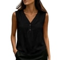 thumbnail image 2 of GERsome Tank Tops for Women Button Down V-Neck T-Shirts Loose Fit Sleeveless Summer Tops Black Size L, 2 of 9
