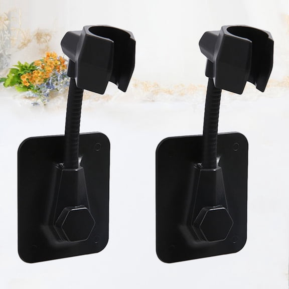 LOLIPPYY 2Pcs Black Shower Head Holder Rack with Punch Free Adhesive and 360 Degree Adjustment for Bathroom