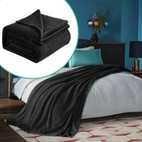 Lssam Twin Fleece Blanket Black, Ultra Soft & Cozy Plush Flannel Throw, Reversible Warm Fuzzy Blanket for Bed, Couch, Sofa, Winter Camping Travel Gift