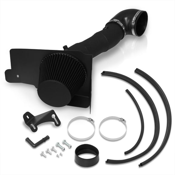AJP Distributors JDM Cold Air Short Ram Intake CAI SRI Induction System Black Aluminum Piping Pipe   Heat Shield & Filter Compatible/Replacement For Ford Mustang GT 4.6L V8 2005 2006 2007 2008 2009