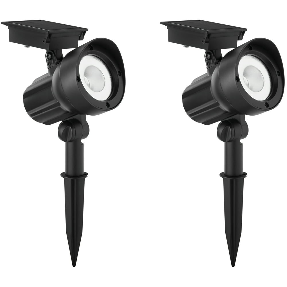 Mainstays 20 Lumen Solar Outdoor Landscape Spotlights, Black (2Pack