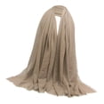 thumbnail image 5 of Soft Long Scarf for Women Plain Pleated Shawl Hijab Jewish Head Shawl Headscarf Headwrap Light Brown, 5 of 7