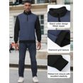 thumbnail image 6 of Pdbokew Men's Long Sleeve 1/4 Zipper Stand up Collar Warm Jacquard Sweatshirt Black/Grayblue 2XL, 6 of 9