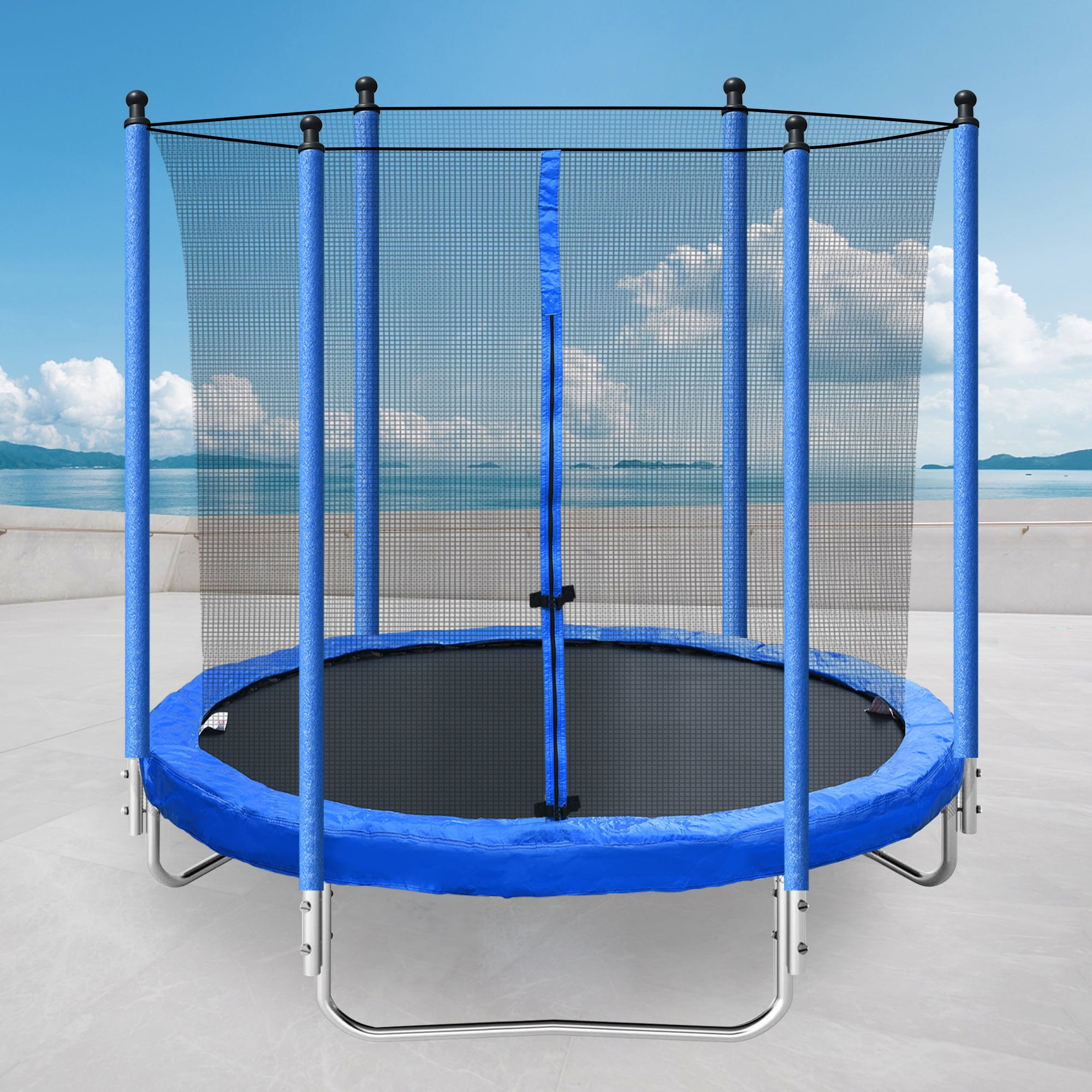 Kadyn 8FT Jumping Toddler Trampoline, Kids Outdoor Trampoline with Safety Enclosure Net for Kids and Adults, Blue