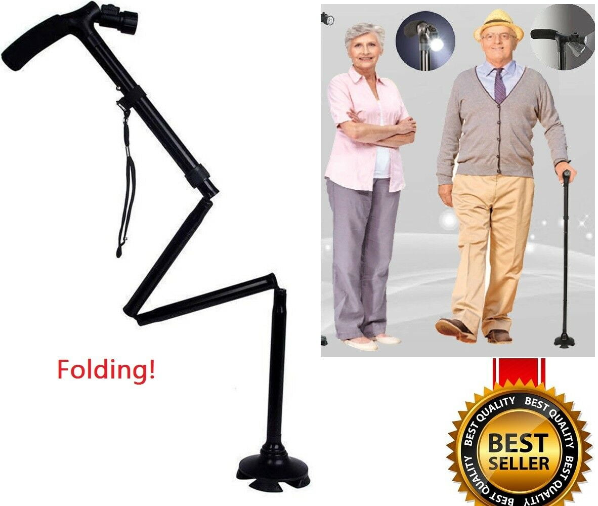 Adjustable Folding Cane/Walking Stick - Compact, Portable and Safe Walking Assistant- Non-Slip Grip Handle- Men, Women, Elderly