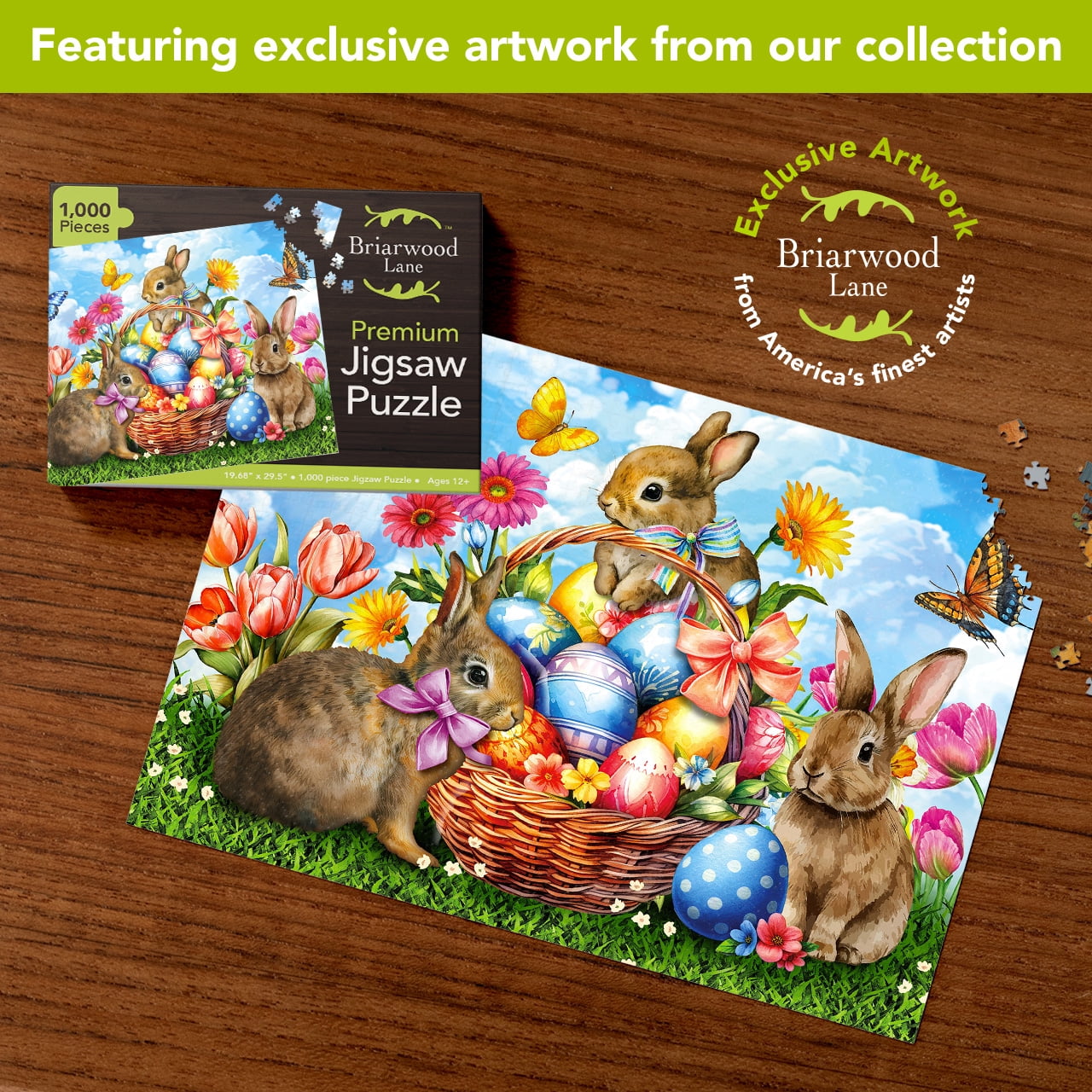 Briarwood Lane Spring Easter Jigsaw Puzzle 1000 Pieces Adult Finished Size 29.5x19.68 Springtime Bunnies For Game Night