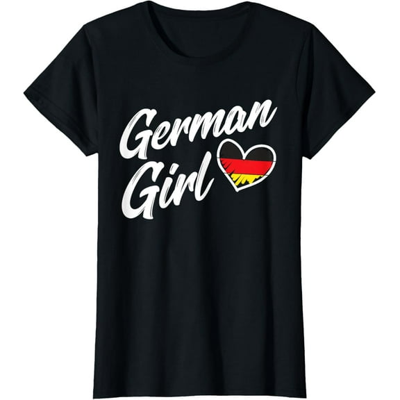 Germany Funny Deutschland Flag German Girl German Roots T-Shirt men and women can wear, black, white, gifts