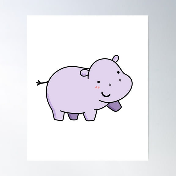 Kawaii Hippo Poster Wall Art, Modern Wall Decor For Living Room Bedroom, 8x12 UNFRAMED