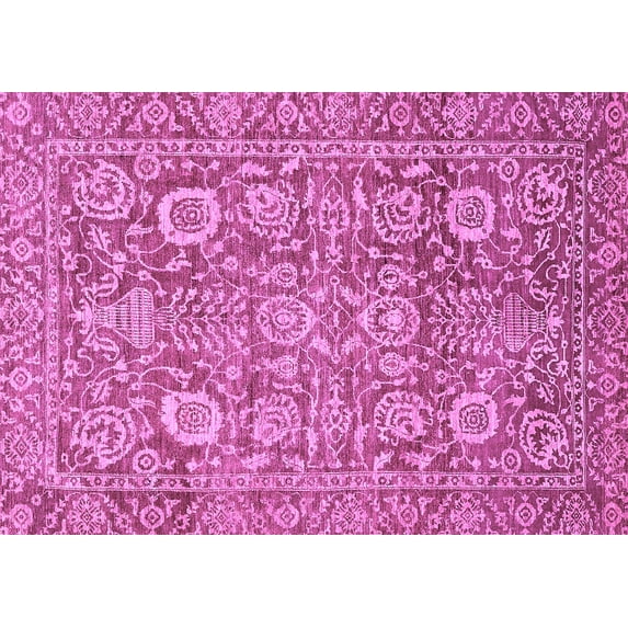 Ahgly Company Indoor Rectangle Oriental Purple Traditional Area Rugs, 7' x 9'