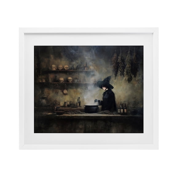 Stupell Industries Traditional Witch's Cauldron Brew White Framed Print Under Glass, 16 x 13, by Arlington Prints