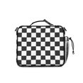 thumbnail image 3 of Black and White Checkered Pattern Insulated Lunch Bag with Shoulder Strap and Bottle Holder,Bento School Lunch Bag Box,11x9.5x3.5 Inches, 3 of 4