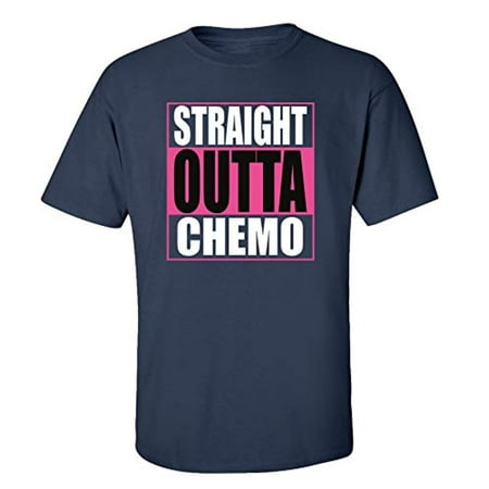 Cancer Awareness Straight Outta Chemo Adult Short Sleeve T-Shirt-Navy-6XL