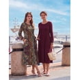 thumbnail image 4 of Zeagoo Fall Dresses for Women Long Sleeve Midi Dress Casual A Line Dresses Pleated Flare Dress with Pockets, 4 of 6