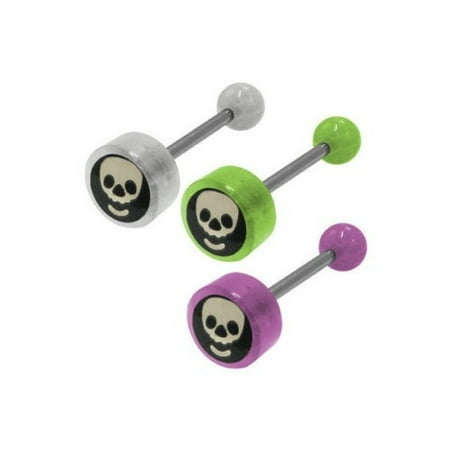 Barbell Head - Skull Head Logo Barbell Tongue Ring