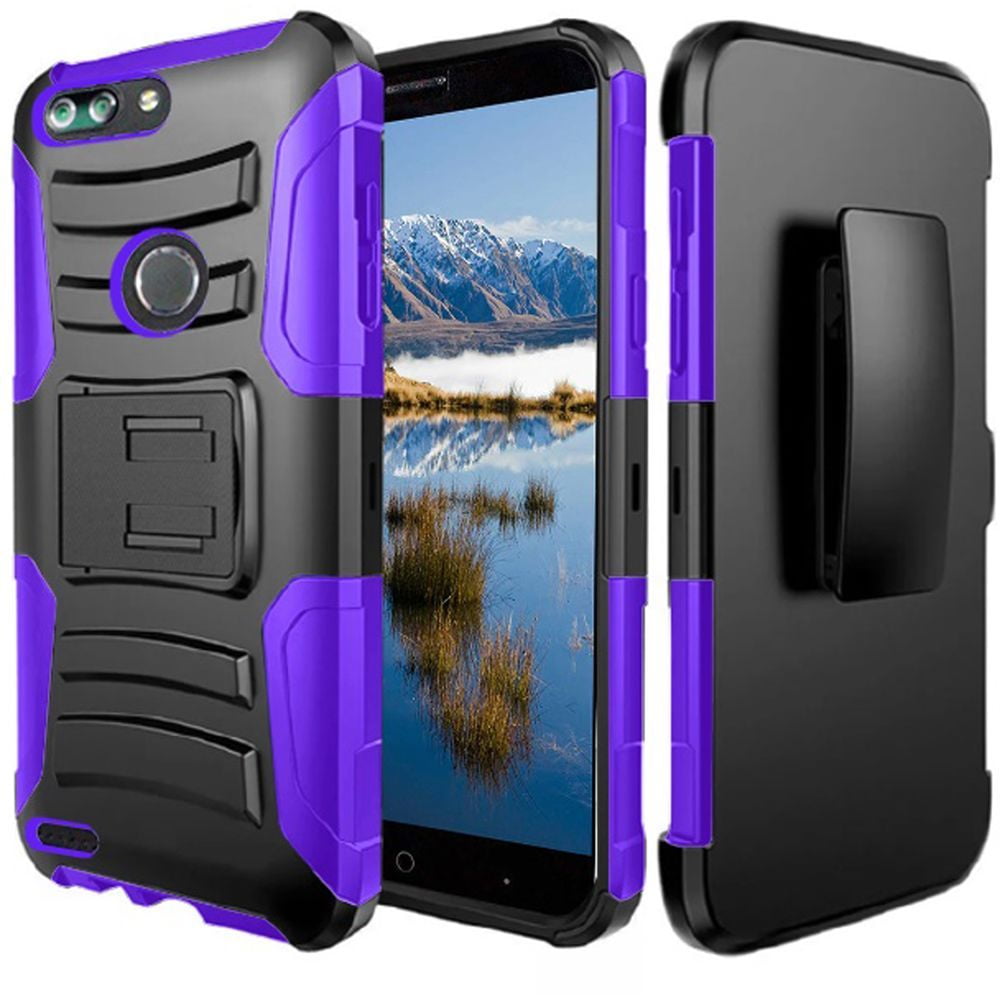CoverON Explorer Series Protective Hybrid Phone Cover with Adjustable Belt Clip Holster for ZTE Blade Z Max / ZMax Pro 2 / Sequoia ZTE Sequoia Case ZTE ZMax Pro 2 Case ZTE Blade Z Max Case Black