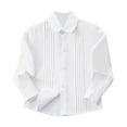 thumbnail image 2 of SOFTCCLO Girls School Uniform Long Sleeve Collared Shirts Back to School Solid Color Casual Campus Performance Blouses for Girls 4-5Y, 2 of 3