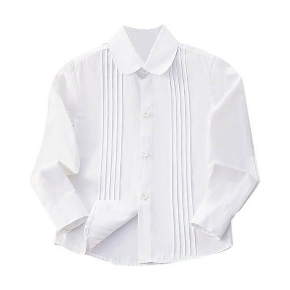 Hiijoy Little Girls Long Sleeve Button-Down Shirt School Uniform Unisex Casual White Shirt