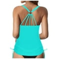 thumbnail image 2 of Women Tankini Top Only V Neck Swim Tops Tummy Bathing Suit Top No Bottom Tankini Tops For Women Swim Top Only Tummy Bathing Suit Twist Front Top No Bottom Swimwear #01 Mint Green,L, 2 of 9