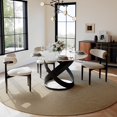 thumbnail image 3 of POVISON 51"Modern Round Glossy White Dining Table for 4, Sintered Stone Tabletop With Black X Carbon Steel Base, 3 of 14