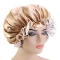 thumbnail image 4 of Gorro de satén para mujer, para dormir por la noche, protector de cabello, para mujeres y niñas Caqui, 4 of 8