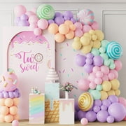 Candyland Party Decorations - Sweet Candyland Balloon Arch Garland Kit - Perfect for Girls' Birthday Parties - 140pcs Pastel Macaroon Latex Balloons Included
