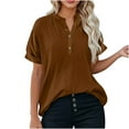 thumbnail image 2 of Akafmk Plus Size Womens Tops,Blouses for Women Summer Tops,Short Sleeve Tops Solid Color Loose Fitting V-neck Linen Blouses Tunic Tops, 2 of 4