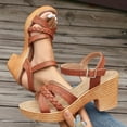 thumbnail image 5 of Dakaela Womens Braided Heel Sandals Open Toe Ankle Buckle Strappy Dress Shoes Wedding Party Pumps, 5 of 7