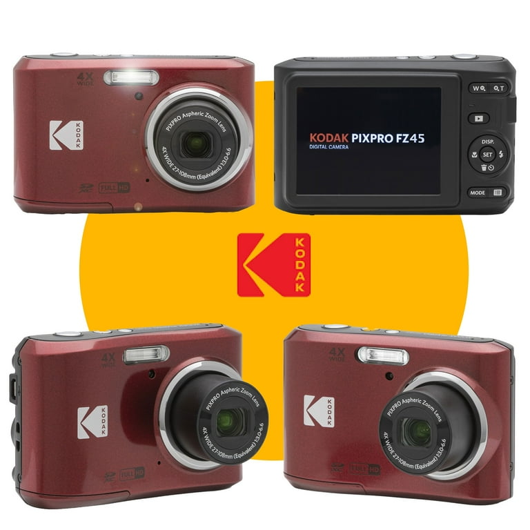 Kodak PIXPRO FZ45 Red Camera with 128GB SDXC Card, Case, 4x Kodak PIXPRO FZ45 Red Camera with 128GB SDXC Card, Case, 4x