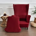 thumbnail image 3 of TOPCHANCES Wingback Armchair Slipcovers, Stretch Velvet Wing Chair Cover (Wine Red), 3 of 6
