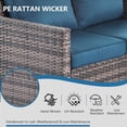 thumbnail image 6 of Orithm 3-Seat All-Weather PE Rattan Patio Couch, Ergonomic High Back Outdoor Wicker Sofa with 4.3" Thick Cushion, Adjustable Feet & Waterproof Fabric, Peacock Blue, 6 of 9